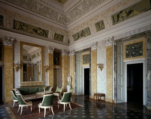 Zentralhalle mit Möbeln und Dekoration, Villa Melzi d