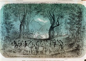 Illustration für die Szene von Ophelias Wahnsinn in Hamlet von Ambroise Thomas
