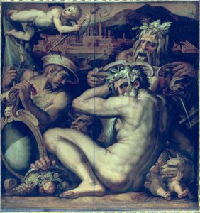 Allegorie der Städte Sansepolcro und Anghiari von der Decke des Salone dei Cinquecento von Giorgio (and workshop) Vasari