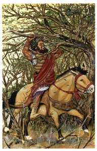 Darstellung von Absalom, dem Sohn Davids, im Wald von Ephraim, sein Haar verfängt sich in den Zweigen einer Eiche von Giorgio Albertini