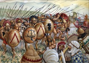Schlacht bei den Thermopylen: Die Armee der Spartaner unter dem Kommando von Leonidas I kämpft gegen die Griechen gegen die Perser im Jahr 480 v. Chr.