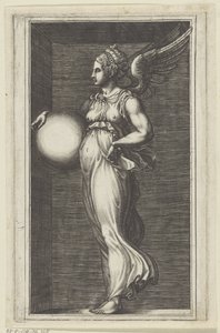 Allegorische Figur mit einer Kugel von Giorgio Ghisi