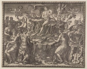 Apollo und die Musen auf dem Berg Parnass von Giorgio Ghisi