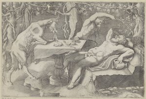 Silenus, ein Satyr und eine Ziege von Giorgio Ghisi