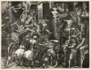Der Fall von Troja und die Flucht des Aeneas von Giorgio Ghisi