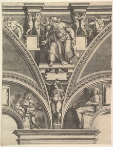 Der Prophet Ezechiel, aus der Serie der Propheten und Sibyllen in der Sixtinischen Kapelle von Giorgio Ghisi