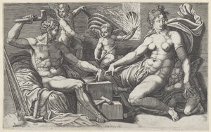 Venus und Vulkan in der Schmiede des Vulkan von Giorgio Ghisi