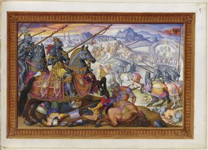 Suleiman und seine Armee werden von der Belagerung Wiens vertrieben von Giorgio Giulio (attr. to) Clovio