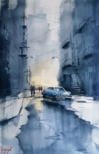 Klassisches Auto Stadtregen von Giorgio Gosti