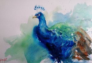 Eleganter Blauer Pfau von Giorgio Gosti