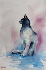 Elegante Aquarellkatze von Giorgio Gosti