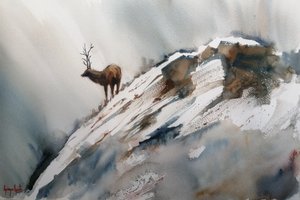 Elch in Winterbergen von Giorgio Gosti