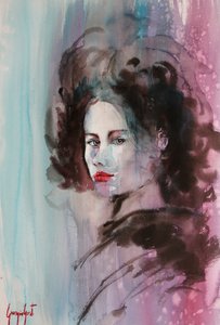 Ausdrucksstarke Aquarell Frau von Giorgio Gosti