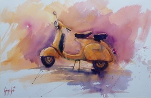 Goldener Retro-Roller