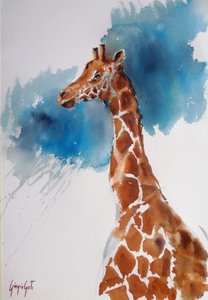 Majestätische Aquarellgiraffe von Giorgio Gosti
