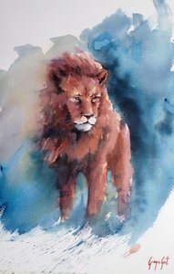 Majestätischer Aquarelllöwe