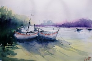 Neblige Morgenboote