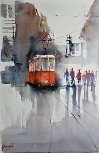Orangene Stadtbahn von Giorgio Gosti