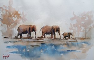 Friedlicher Elefantenspaziergang