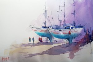 Segelboote im Trockendock