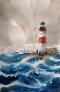 Stürmischer Leuchtturm Ozean