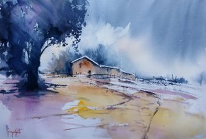 Winterweg zur Scheune