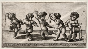 Kinder tanzen zu einer Trommel, Mitte des 16. Jahrhunderts von Giorgio Reverdino