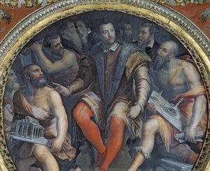 Cosimo I. und seine Künstler, aus der Sala di Cosimo I von Giorgio Vasari