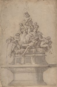 Entwurf für einen Brunnen mit Flussgöttern und Nymphen, 1511-74 von Giorgio Vasari