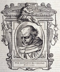 Porträt von Beato Angelico genannt Fra Angelico (Guido Di Pietro Da Mugello) 1390-1455, italienischer Maler. In „Lives of the best Italian sculptors and architects“ von Giorgio Vasari 1568