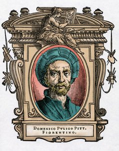Porträt von Domenico Puligo, italienischer Maler. Gravur aus dem Werk Leben der ausgezeichnetsten Maler, Bildhauer und Architekten von Giorgio Vasari von Giorgio Vasari