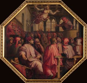 Rede von Antonio Giacomini für den Krieg gegen Pisa im Sala dei Duecento, 1563-1565