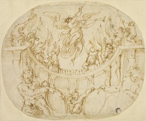 Studie für Allegorie der zwei Quartieri von Florenz von Giorgio Vasari