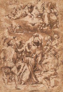 Die Steinigung des Heiligen Stephanus, mit der Dreifaltigkeit darüber