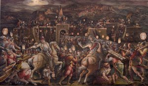 Die Erstürmung der Festung bei Porta Camollia in Siena, 1570 von Giorgio Vasari