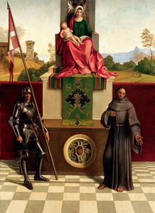 Madonna und Kind zwischen den Heiligen Franziskus und Nicasius, ca. 1503-1504 von Giorgione da Castelfranco