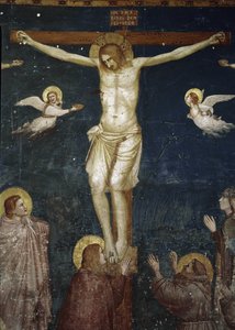 Christus am Kreuz, Detail der Kreuzigung mit fünf Franziskanern - Fresko