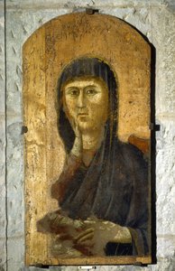 Madonna. Porträt der Jungfrau auf goldenem Hintergrund. Gemälde von Giotto di Bondone (1267? -1337), um 1290. Tempera auf Holz. Größe: 81,5 x 41 cm. Borgo San Lorenzo, Pieve. von Giotto (c.1266 1337)