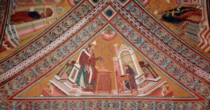 Die Kirchenlehrer: Papst Gregor I. der Große (Fresko) von Giotto (c.1266 1337)
