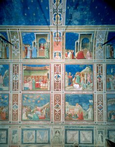 Ansicht der Fresken an der linken Wand, ca. 1303-05 (Fresko) (nach der Restaurierung)