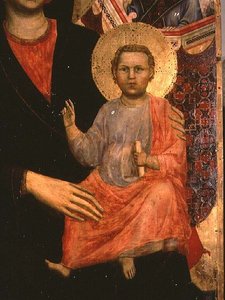 Christkind aus der Madonna und Kind auf dem Thron