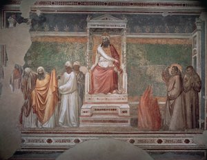 Feuerprobe des Hl. Franz von Assisi vor dem Sultan von Ägypten, aus der Bardi-Kapelle, ca. 1320 von Giotto di Bondone