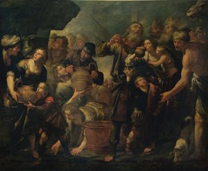 Moses schlägt Wasser aus dem Felsen