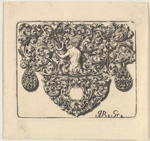 Goldschmuck mit einem jungen Mann, der ein Füllhorn hält, 1709