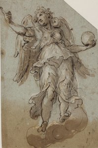 Engel mit einer Kugel unter Wolken von Giovanni Alberti