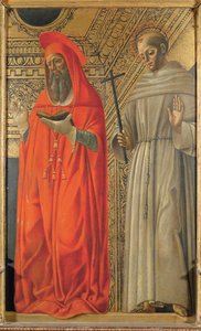 Heiliger Hieronymus und Heiliger Franz von Assisi, ca. 1485-1490 von Giovanni Ambrogio Bevilacqua
