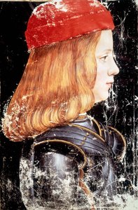 Porträt von Maximilian Sforza (1490 - 1530). Miniatur von Giovanni Ambrogio De Predis (ca. 1455 - 1508)