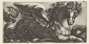 Geflügeltes Seepferdchen mit einem Blattknopf am Schwanz von Giovanni Andrea Maglioli