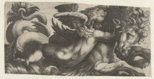 Seepferdchen mit einem Putto um den Hals von Giovanni Andrea Maglioli
