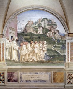 Benedikt entspringt eine Quelle auf dem Berggipfel (Detail) von Giovanni Antonio Bazzi Sodoma